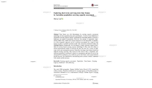 Exploring short-term and long-term time frames in Australian population carrying capacity assessment