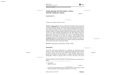 Family planning and deforestation: evidence from the Ecuadorian Amazon