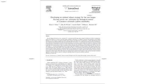 Developing an optimal release strategy for the rust fungus Puccinia jaceae var. solstitialis for biological control of Centaurea solstitialis (yellow starthistle)