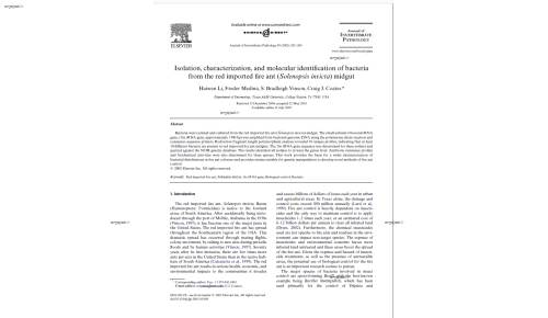 Isolation, characterization, and molecular identiWcation of bacteria from the red imported Wre ant (Solenopsis invicta) midgut