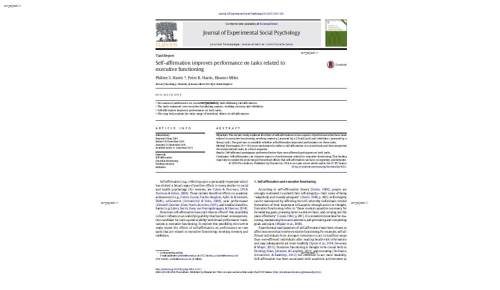 ترجمه مقاله Self-affirmation improves performance on tasks related to executive functioning خودتائیدی یا اثبات خویشتن ،عملکرد در مورد وظایف مربوط به عملکرد اجرایی را بهبود می بخشد