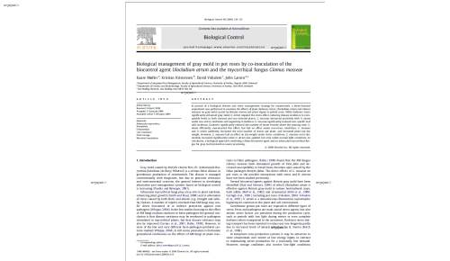 Biological management of gray mold in pot roses by co-inoculation of the biocontrol agent Ulocladium atrum and the mycorrhizal fungus Glomus mosseae