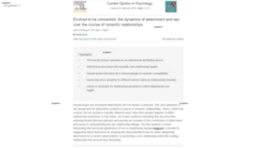 Evolved to Be Connected: The Dynamics of Attachment and Sex over the Course of Romantic Relationships