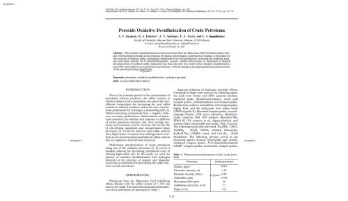 Peroxide Oxidative Desulfurization of Crude Petroleum