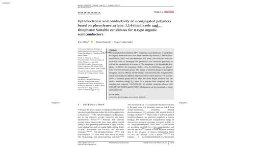 Optoelectronic and conductivity of ᴫ‐conjugated polymers based on phenylenevinylene, 1,3,4‐thiadiazole and thiophene: Suitable candidates for n‐type organic semiconductors