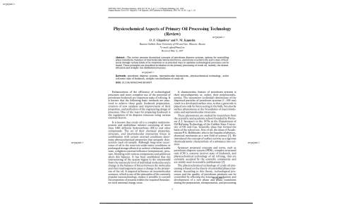 Physicochemical Aspects of Primary Oil Processing Technology (Review)