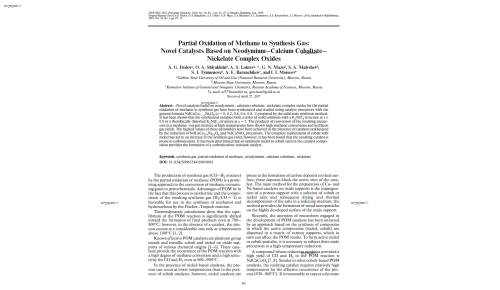 Partial Oxidation of Methane to Synthesis Gas: Novel Catalysts Based on Neodymium–Calcium Cobaltate– Nickelate Complex Oxides