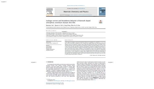 Leakage current and breakdown behavior of bismuth-doped amorphous strontium titanate thin film