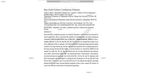 Rare Earth Niobate Coordination Polymers