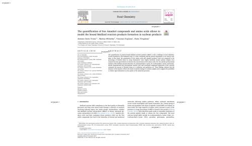 The quantification of free Amadori compounds and amino acids allows to model the bound Maillard reaction products formation in soybean products