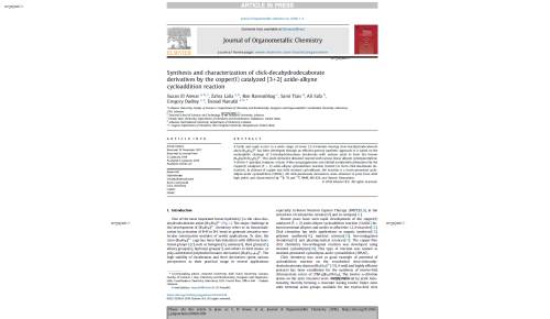 Synthesis and characterization of click-decahydrodecaborate derivatives by the copper(I) catalyzed [3þ2] azide-alkyne