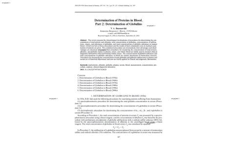 Determination of Proteins in Blood. Part 2: Determination of Globulins