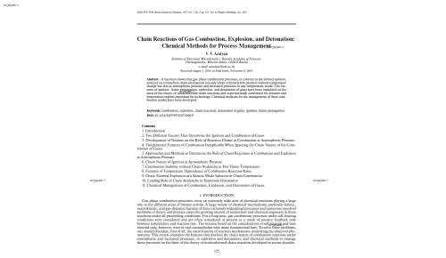 Chain Reactions of Gas Combustion, Explosion, and Detonation: Chemical Methods for Process Management