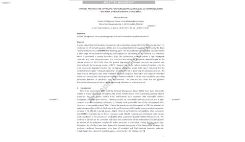 SYNTHESIS AND STRUCTURE OF PYRIDINE-FUNCTIONALIZED MESOPOROUS SBA-15 ORGANOSILICAS AND THEIR APPLICATION FOR SORPTION OF DICLOFENAC