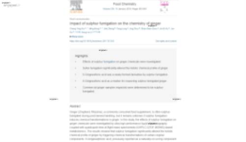 Impact of sulphur fumigation on the chemistry of ginger