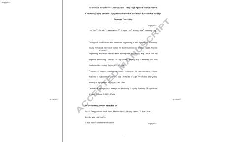 Isolation of Strawberry Anthocyanins Using High-speed Counter-current Chromatography and the Copigmentation with Catechin or Epicatechin by High Pressure Processing