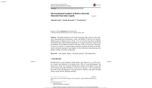 Electrochemical Synthesis of Battery Electrode Materials from Ionic Liquids