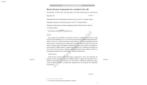 Recent advances in plasmonic dye-sensitized solar cells