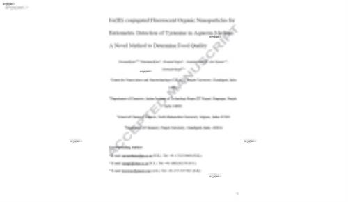 Fe(III) conjugated Fluorescent Organic Nanoparticles for Ratiometric Detection of Tyramine in Aqueous Medium: A Novel Method to Determine Food Quality