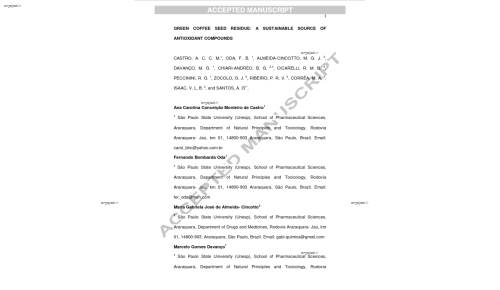 GREEN COFFEE SEED RESIDUE: A SUSTAINABLE SOURCE OF ANTIOXIDANT COMPOUNDS