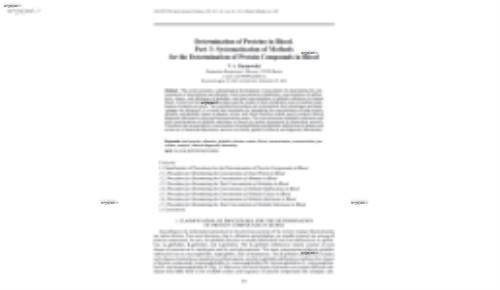 Determination of Proteins in Blood. Part 3: Systematization of Methods for the Determination of Protein Compounds in Blood
