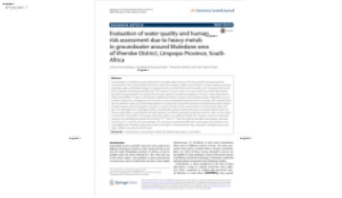 Evaluation of water quality and human risk assessment due to heavy metals in groundwater around Muledane area of Vhembe District, Limpopo Province, South Africa