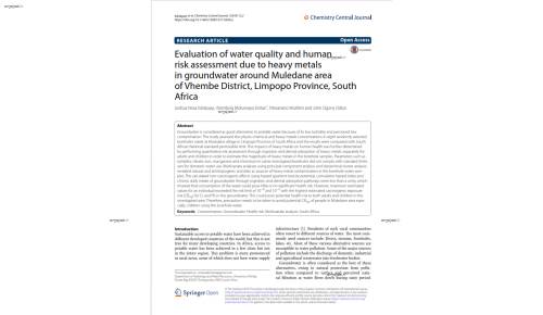 Evaluation of water quality and human risk assessment due to heavy metals in groundwater around Muledane area of Vhembe District, Limpopo Province, South Africa