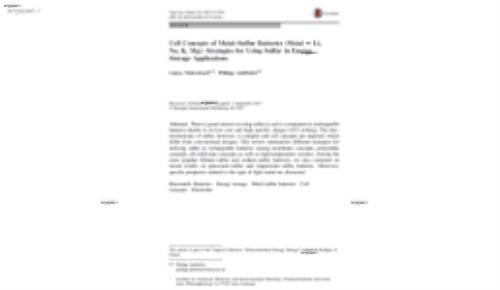 Cell Concepts of Metal–Sulfur Batteries (Metal 5 Li, Na, K, Mg): Strategies for Using Sulfur in Energy Storage Applications