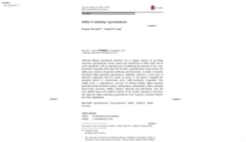 Sulfur-Containing Agrochemicals