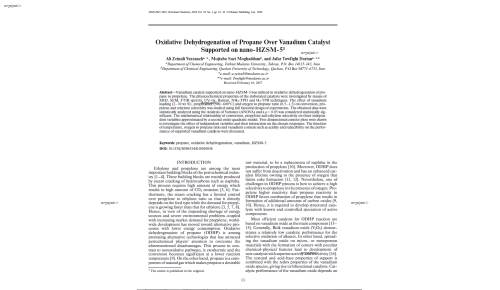 Oxidative Dehydrogenation of Propane Over Vanadium Catalyst Supported on nano-HZSM-51