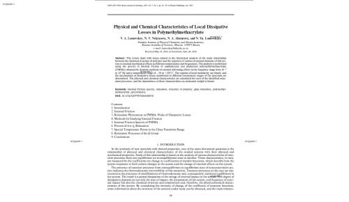 Physical and Chemical Characteristics of Local Dissipative Losses in Polymethylmethacrylate