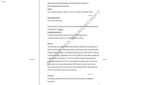 Assessment of the bacterial impact on the post-mortem formation of zinc protoporphyrin IX in pork meat