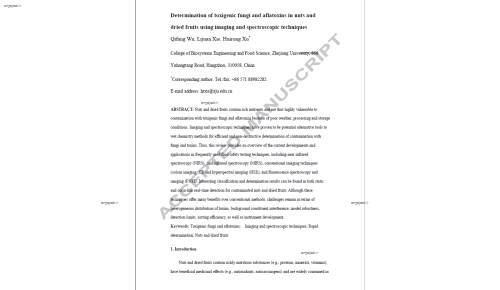 Determination of toxigenic fungi and aflatoxins in nuts and dried fruits using imaging and spectroscopic techniques