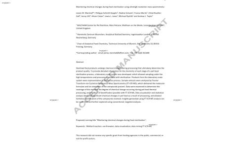 Monitoring chemical changes during food sterilisation using ultrahigh resolution mass spectrometry