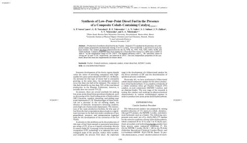 Synthesis of Low-Pour-Point Diesel Fuel in the Presence of a Composite Cobalt-Containing Catalyst