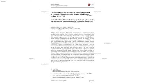 Local perceptions of changes in the use and management of floodplain fisheries commons: the case of Pak Peung wetland in Lao PDR
