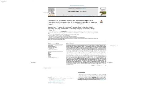 Effects of lead, cadmium, arsenic, and mercury co-exposure on children's intelligence quotient in an industrialized area of southern China*