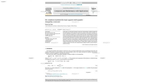 On condition numbers for least squares with quadric inequality constraint
