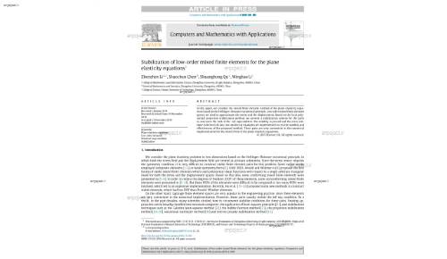 Stabilization of low-order mixed finite elements for the plane elasticity equations✩