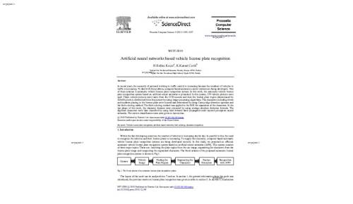 ترجمه مقاله Artificial neural networks based vehicle license plate recognition تشخیص پلاک خودرو تحت شبکه های عصبی مصنوعی