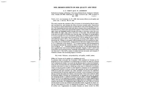 ترجمه مقاله انگلیسی SOIL EROSION EFFECTS ON SOIL QUALITY AND YIELD ، اثرات فرسایش خاک بر کیفیت خاک و بازدهی