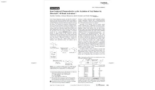 Iron-Catalyzed Chemoselective ortho Arylation of Aryl Imines by Directed C&#x2;H Bond Activation**