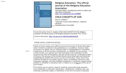 مقاله انگلیسی CHILD CONCEPTS OF GOD، استنباط کودک از خدا