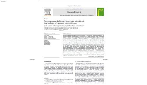Nosema pyrausta: Its biology, history, and potential role in a landscape of transgenic insecticidal crops