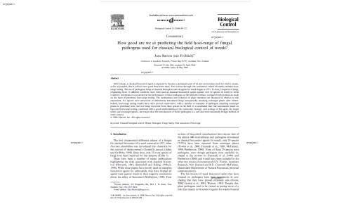 How good are we at predicting the field host-range of fungal pathogens used for classical biological control of weeds?