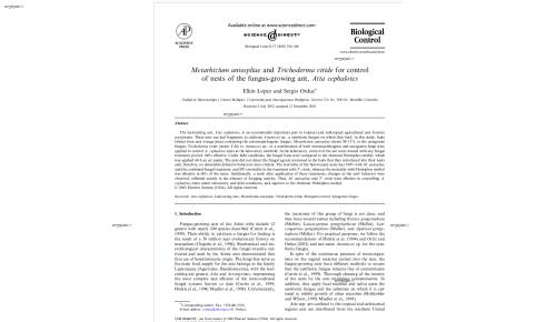 Metarhizium anisopliae and Trichoderma viride for control of nests of the fungus-growing ant, Atta cephalotes