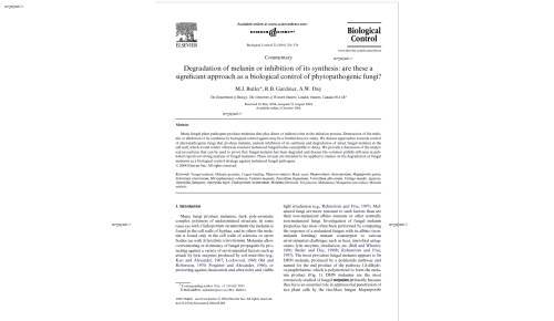 Degradation of melanin or inhibition of its synthesis: are these a signiWcant approach as a biological control of phytopathogenic fungi?