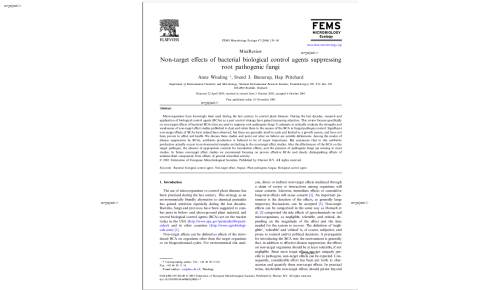 Non-target e¡ects of bacterial biological control agents suppressing root pathogenic fungi