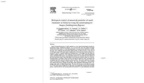 Biological control of nematode parasites of small ruminants in Malaysia using the nematophagous fungus Duddingtonia flagrans