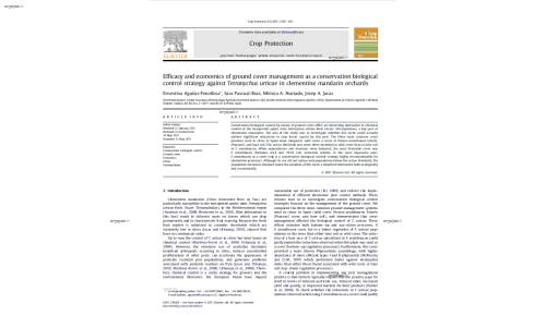 Efficacy and economics of ground cover management as a conservation biological control strategy against Tetranychus urticae in clementine mandarin orchards
